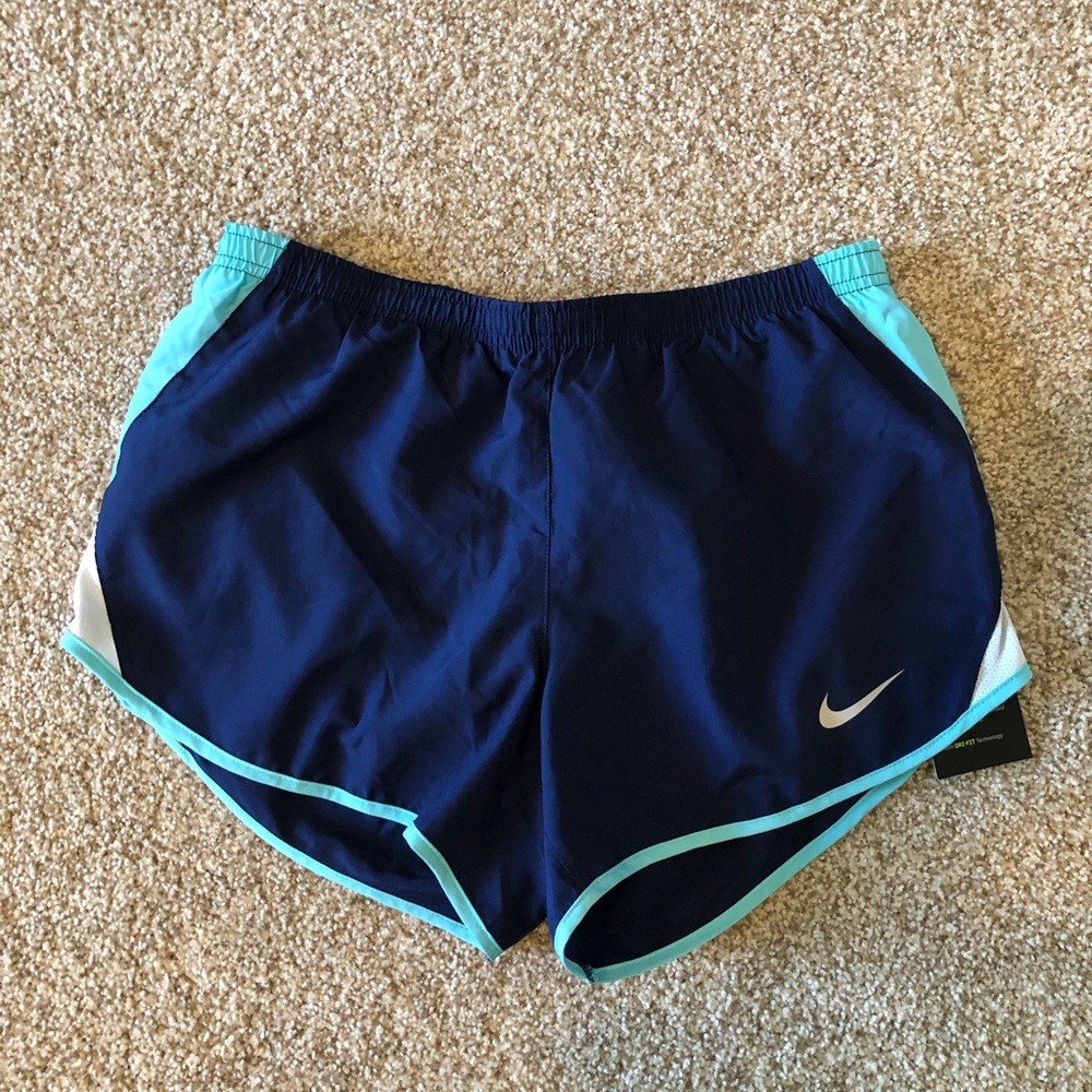 Light blue/dark blue/white Nike running shorts